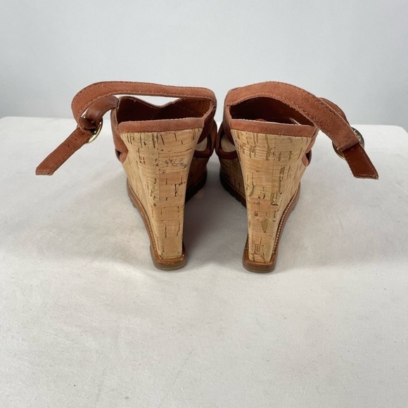 Diane Von Furstenberg Sylvia Suede Wedge Sandals in Brown Size 8.5 - Picture 4 of 8